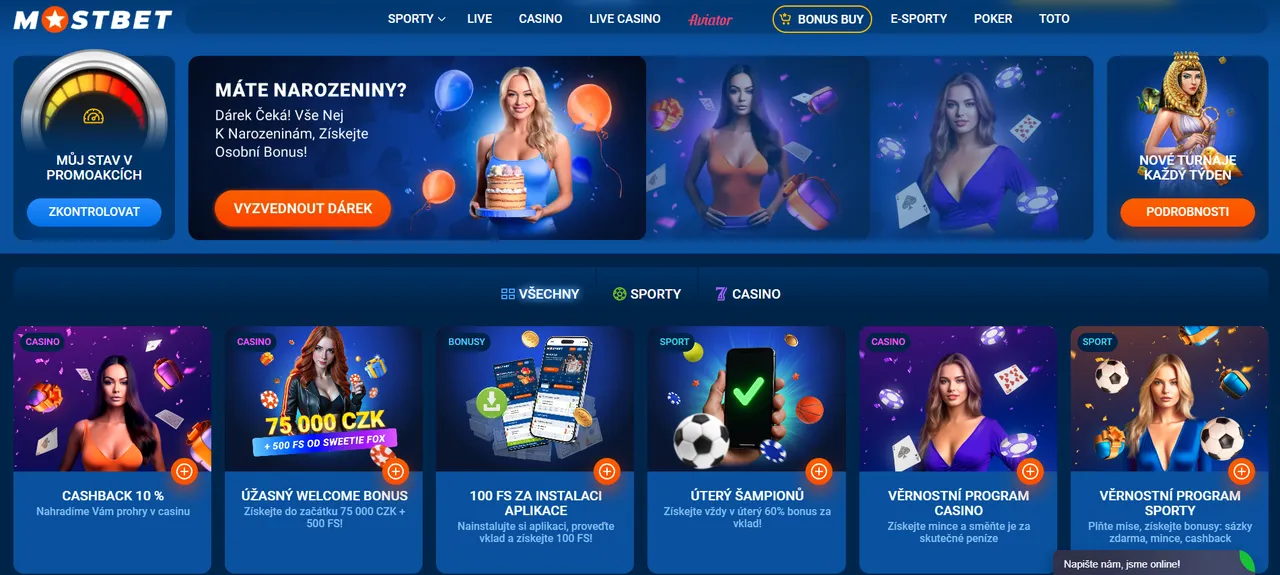 Výhody účtu po Mostbet registrace